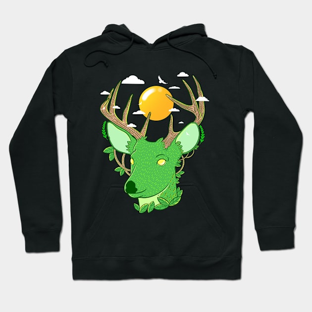 Floral Deer Hoodie by Artthree Studio